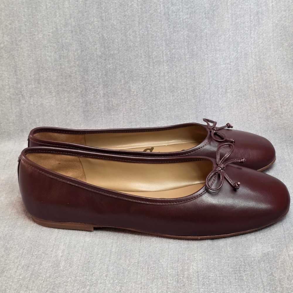 Sam Edelman Alie Ballet Flats Womens 10.5 Brown Leather Bow Round Toe Classic